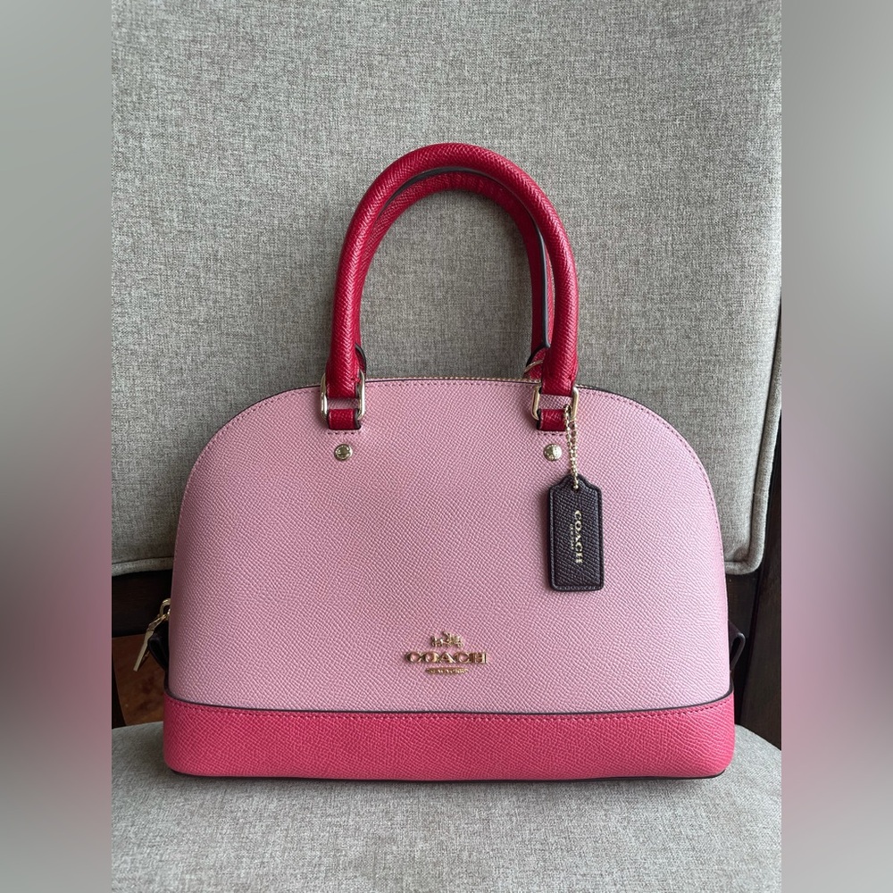 NWT！2PCS COACH SIERRA SATCHEL IN GEOMETRIC COLORBLOCK CROSSGRAIN LEATHER（F57499） - Picture 2 of 11